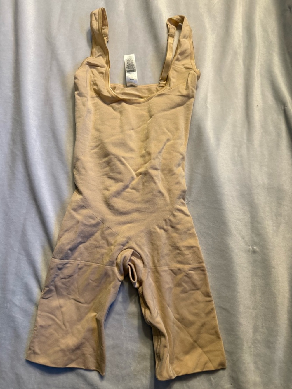 Size S Spanx Assets Mid-Thigh Tan Shapewear One-Piece Comfort Stretch